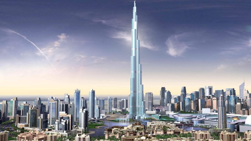 no people, gray, downtown District, burj Khalifa, asia, dubai, landscape, blue, office building exterior, apartment, residential District, sunset, sky