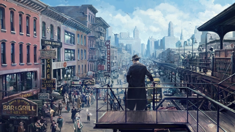 Clouds, The city, 1080P, Hangar 13, Mafia, Art, The building, Definitive Edition, People, Mafia: Definitive Edition, Signs