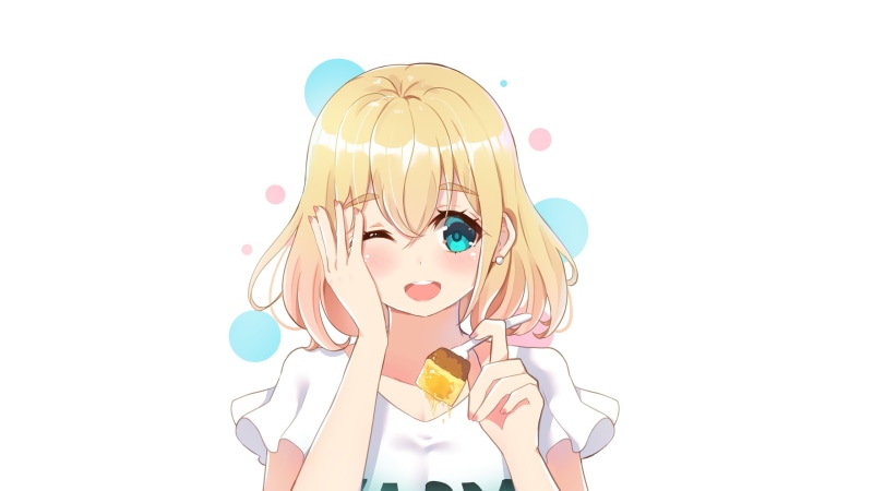Kanojo, winking, short hair, wink, 2K, blond hair, Okarishimasu (Rent-a-Girlfriend), Mami Nanami, anime girls