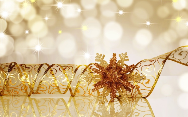 sparkles, bokeh, decorations, ribbon, Christmas, 2K, reflection, New Year