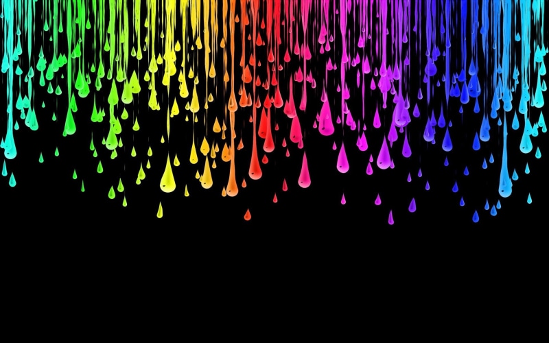 pattern, multi colored, black background, hanging, dark, close-up, light, spectrum, night, illuminated, abundance, water drops, text, large group of objects