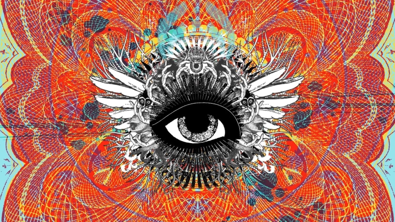 1920x1080, black, eye, spectrum, 1080P, divergent spectrum, painting, divergent, bassnectar, music, orange