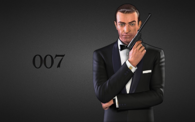 male Beauty, manager, James Bond, males, success, illustration, adult, portrait, 1080P, men, formal businesswear, 007, black background, bond, people