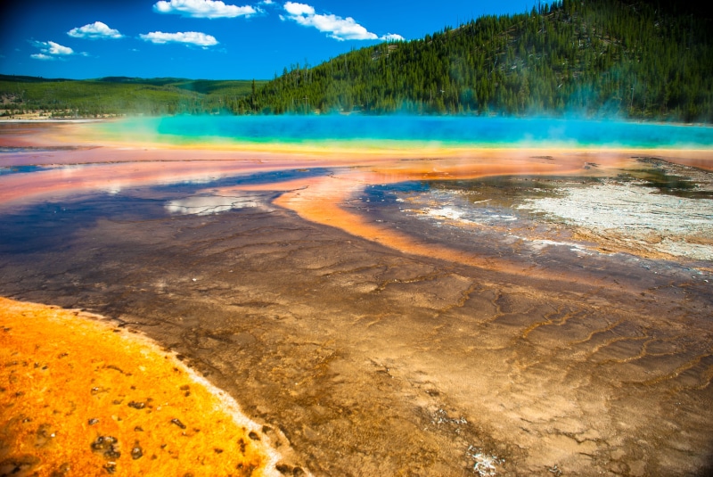 grand prismatic spring, lake, 4K, tranquil scene, geology, idyllic, beauty in nature, heat - temperature, outdoors, non-urban scene, scenics - nature