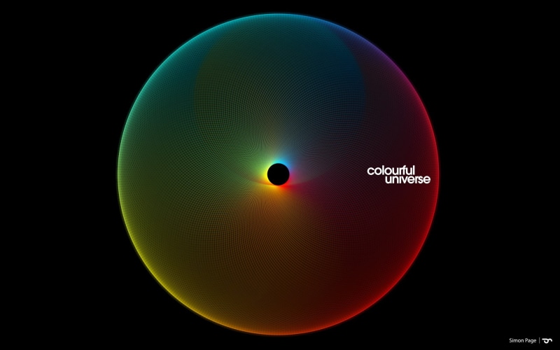 space, black background, spectrum, circle, sphere, Simon C. Page, colorful, 1080P