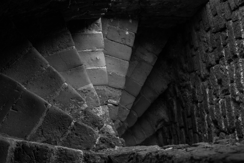 concrete, middle ages, no people, castle, history, grayscale, the past, light, stone stairway, creepy, rise, day, stair step, angular, pattern, grey, ruined