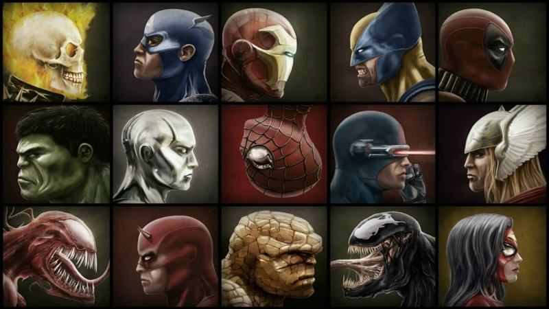 The Thing, Iron man, Silver Surfer, Captain America, thor, Daredevil, Marvel Comics, 1080P, Thing, superhero, venom, spider, wolverine, Carnage, deadpool