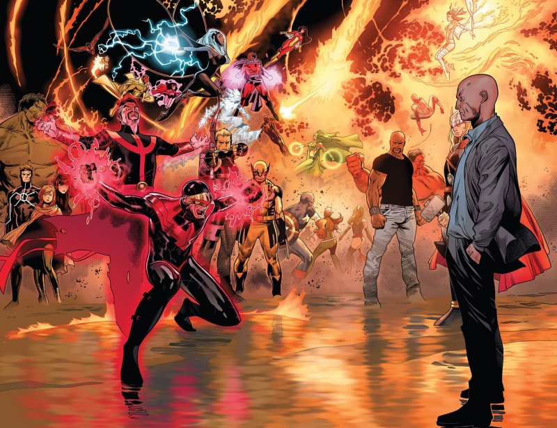 Red Hulk, Spider-Man, Charles Xavier, Captain America, Doctor Strange, Hero for Hire, Hulk, White Witch (Marvel Comics), Cyclops (Marvel Comics), Havok (Marvel Comics)