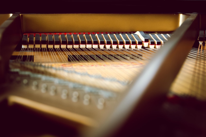 keyboard instrument, wood - material, musical equipment, music, strings, piano keys, piano, wires, 4K, musical instrument string, keyboard, mixing, piano key