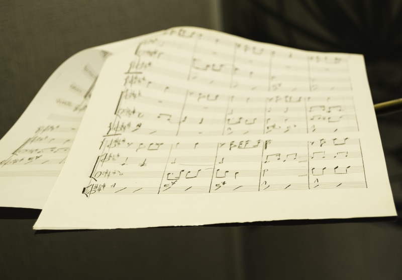 music sheet, education, grand piano, book, sheet music, musical note, rhythm, close-up, western script, still life, communication, text, music, handwritten