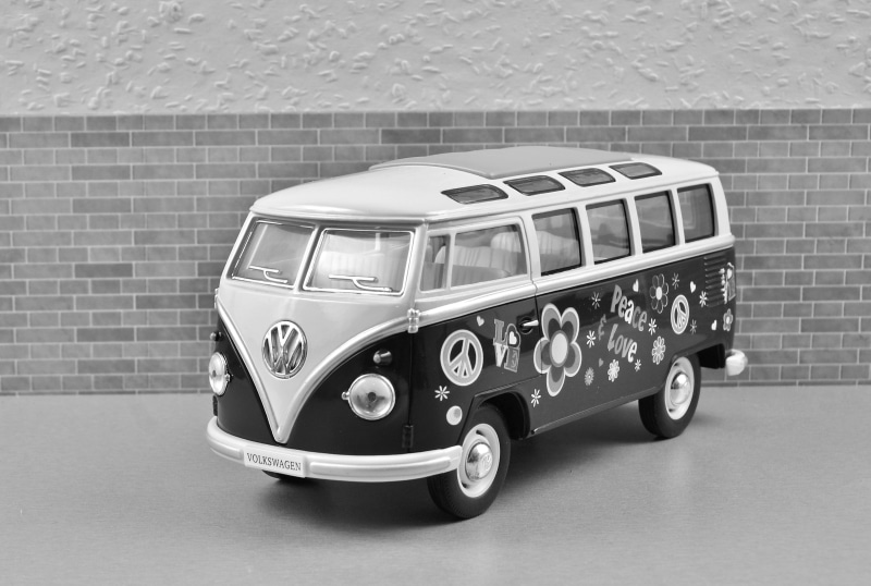 car, luxury, silver colored, volkswagen vw, wheel, day, toy car, oldtimer, Vw Bus, indoors, camping bus, land vehicle, toy, nostalgic, Bus, wall - building feature