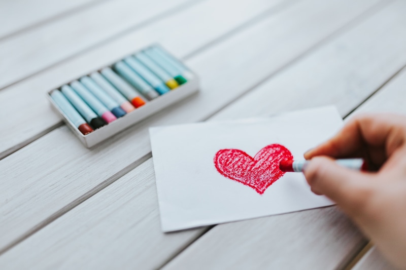 red, valentines Day - Holiday, emotion, multi colored, selective focus, heart Shape, close-up, hand, beloved, drawing, wood - Material, love, little, 5K