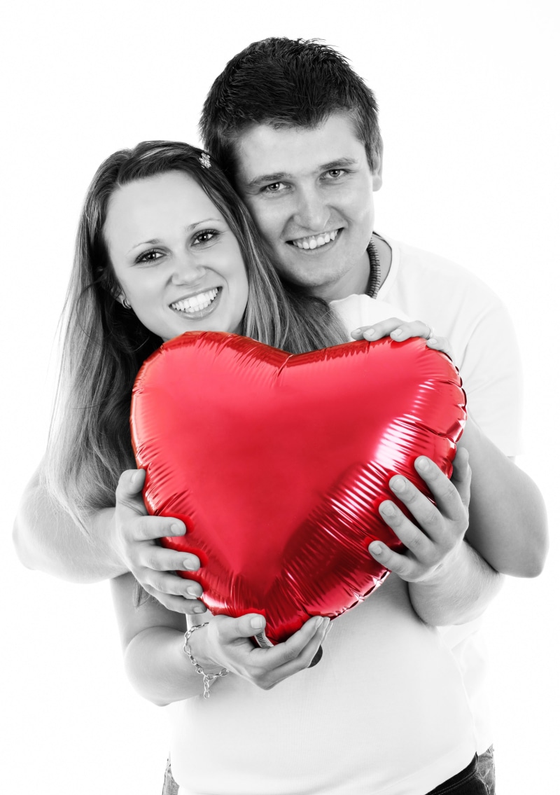 couple, isolated, man, emotion, young women, dating, people, caucasian Ethnicity, valentine, males, holding, indoors, hairstyle, studio Shot, white, heart