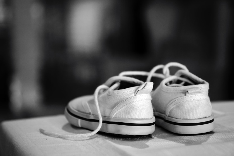 indoors, wood - material, absence, little, still life, day, white, Black And White, selective focus, Child, lace - fastener, pair, compatibility, Shoe