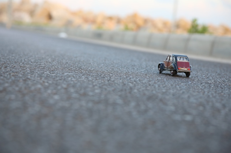citroen, miniature, motor vehicle, black car, toy car, toy, macro, black, sports race, red and black, city, red, asphalt, road, selective focus, transportation