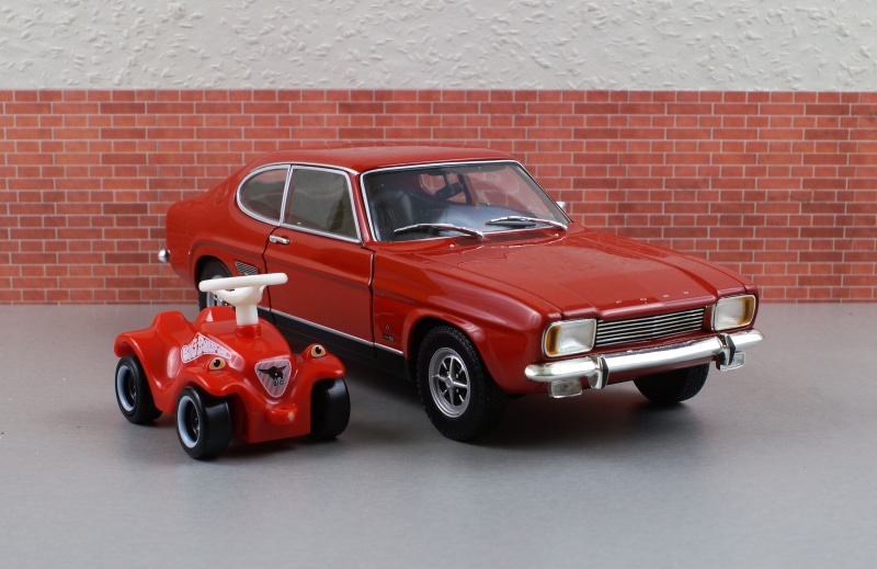 motor vehicle, Ford Capri, people, bobby car, brick wall, small, transportation, car, 4K, architecture, convertible, automotive, classic, sports car, rarity