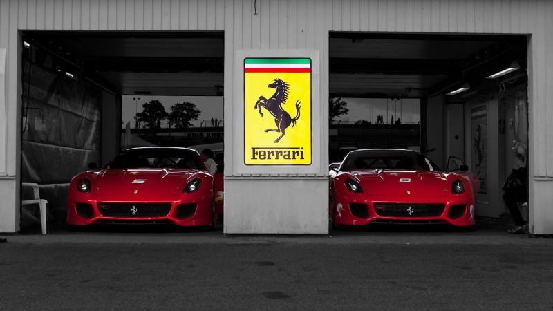 representation, no people, ferrarri, race cars, italian cars, yellow, 1080P, red, communication, car, land vehicle, text, transportation, cars, human representation