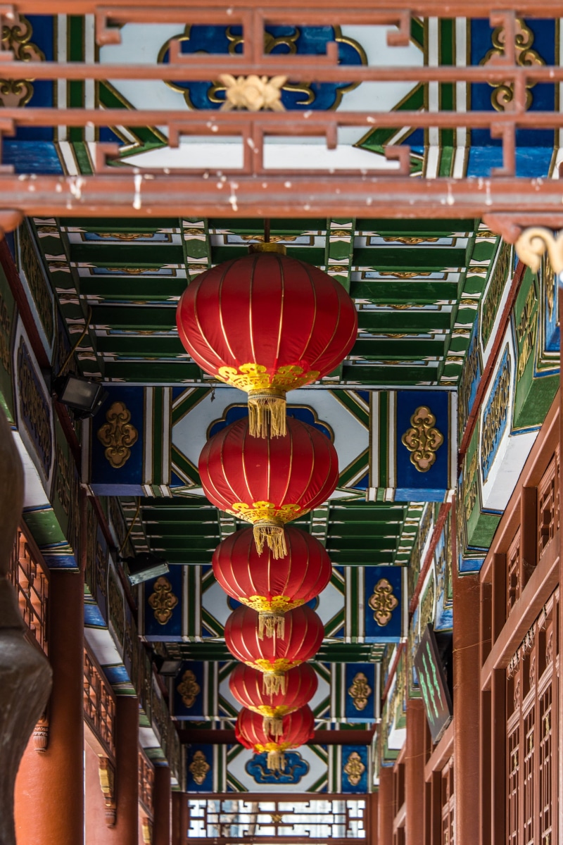 design, pattern, architecture, china - East Asia, decoration, multi colored, 2K, place of worship, ornate, lantern, day, building exterior, red, chinese Culture
