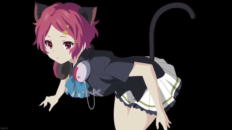 Myriad Colors Phantom World, Red Hair, 1080P, Animal Ears, Anime, Skirt, Headphones, Musaigen no Phantom World, Tail, Red Eyes, Koito Minase