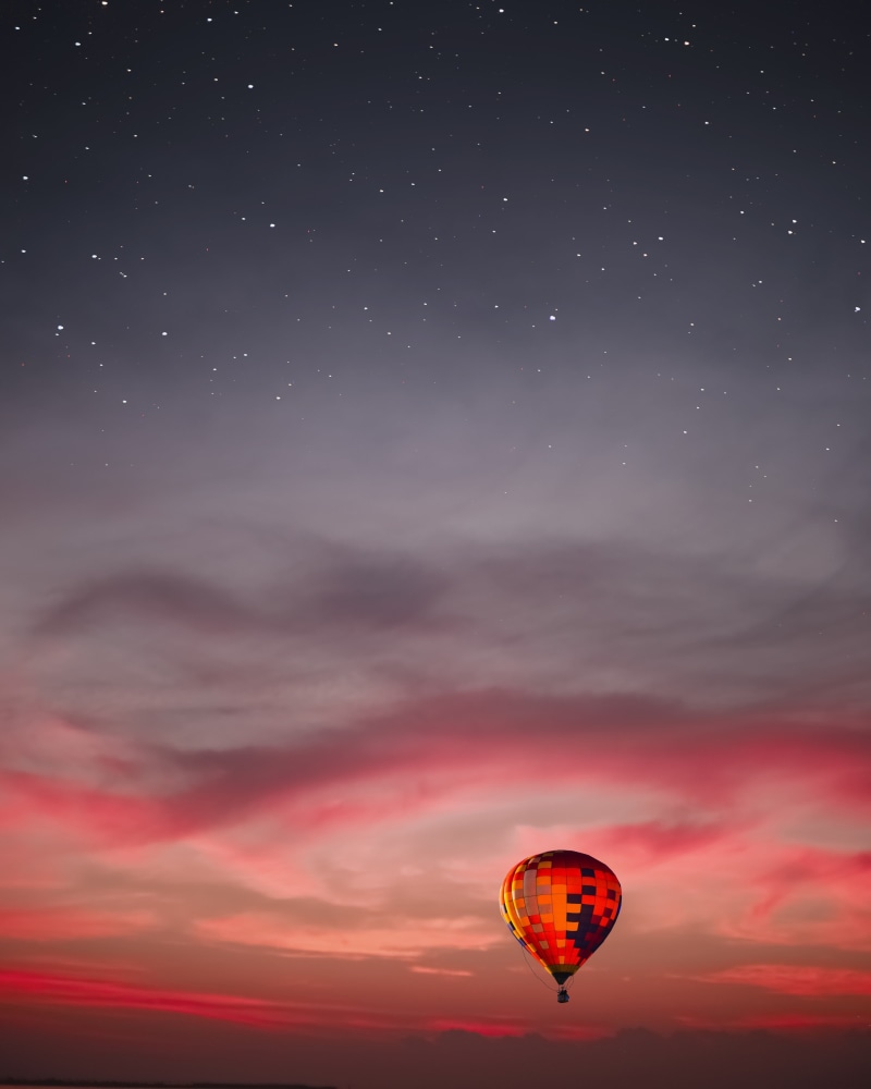 air, cloud - sky, sunset, hot, sky, clouds, air vehicle, transportation, nature, scenics - nature, dramatic sky, air balloon, flight, hot air balloon, astronomy