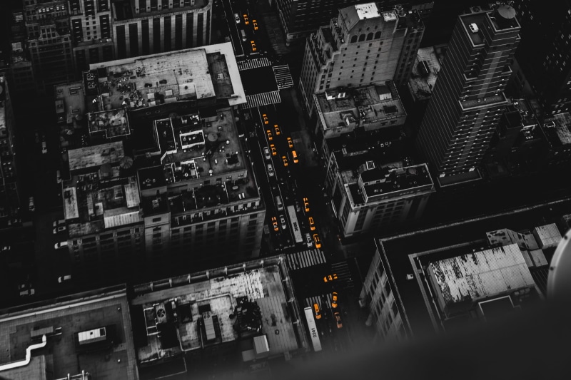yellow, new york, no people, black, city, lookdown, nature, modern, aerial view, 2K, scenery, outdoors, nyc, high angle view, skyscraper, city street