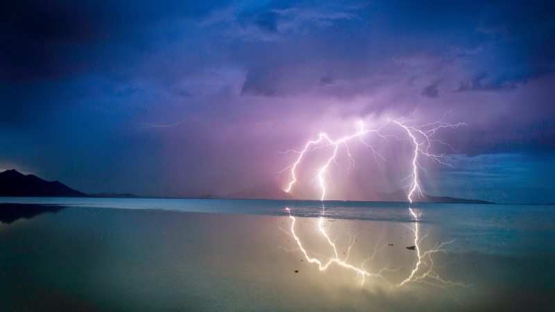 reflection, salt lake city, scenics - nature, cumulus, evening, storm cloud, storm, cloud, sky, thunderstorm, lightning, united states, night, outdoors