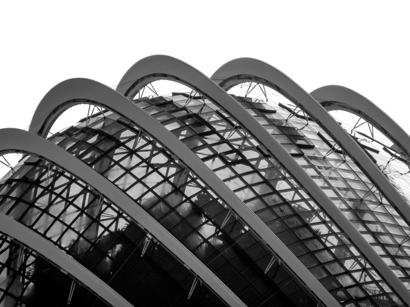 Texture, grayscale, no people, day, net, spiral, grill, building, nature, 1080P, dynamic, metal, circle, distortion, Dome, lines, black, building exterior