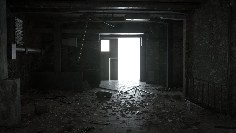 3D graphics, desolate, building, rust, shining, Tubes, Chernobyl, rocks, grid, Lattice, light effects, dirt, trash, wreck, CGI, factory tubes, abandoned