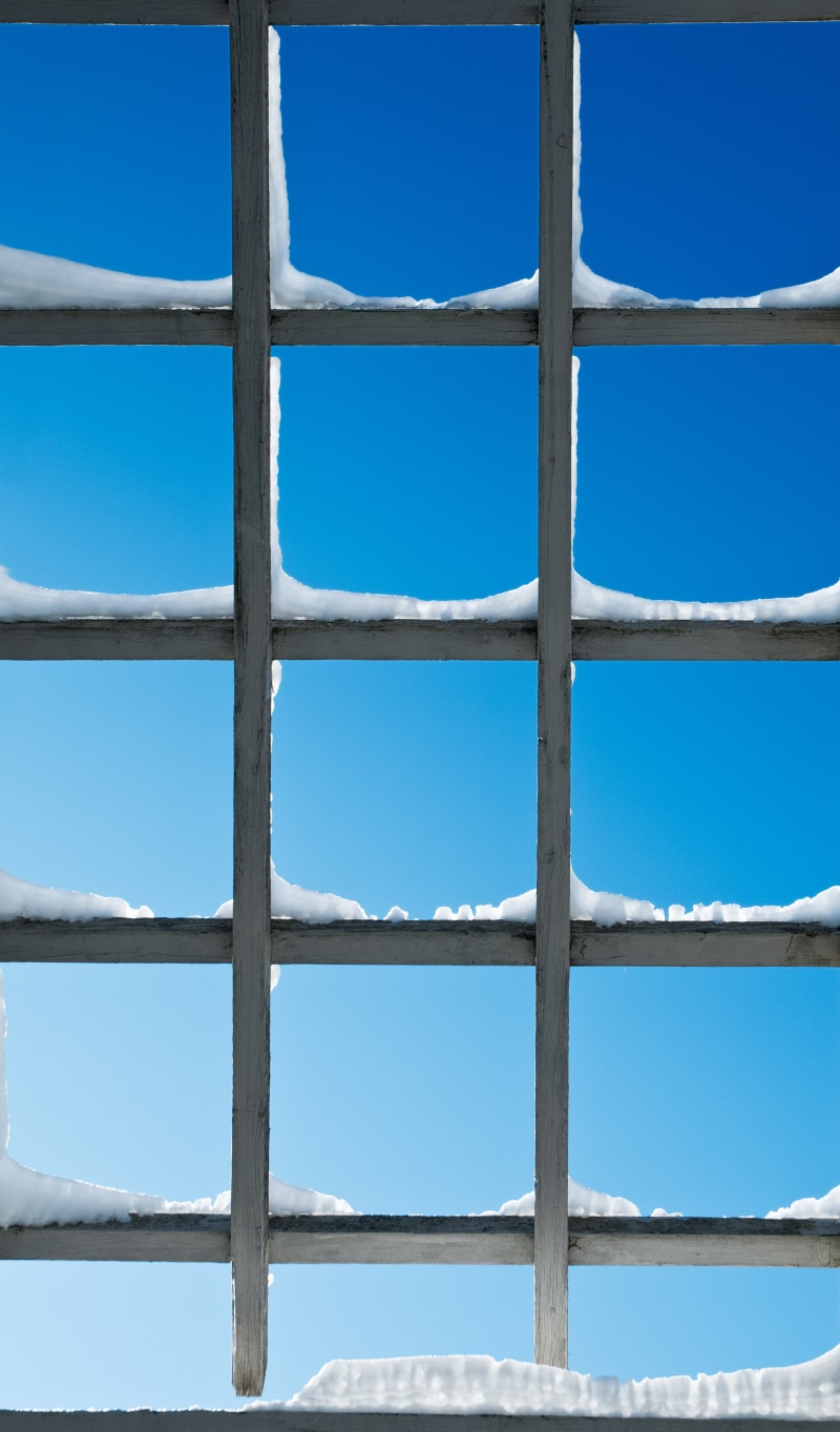 snow, lattice, sky, 4K, window, gridded