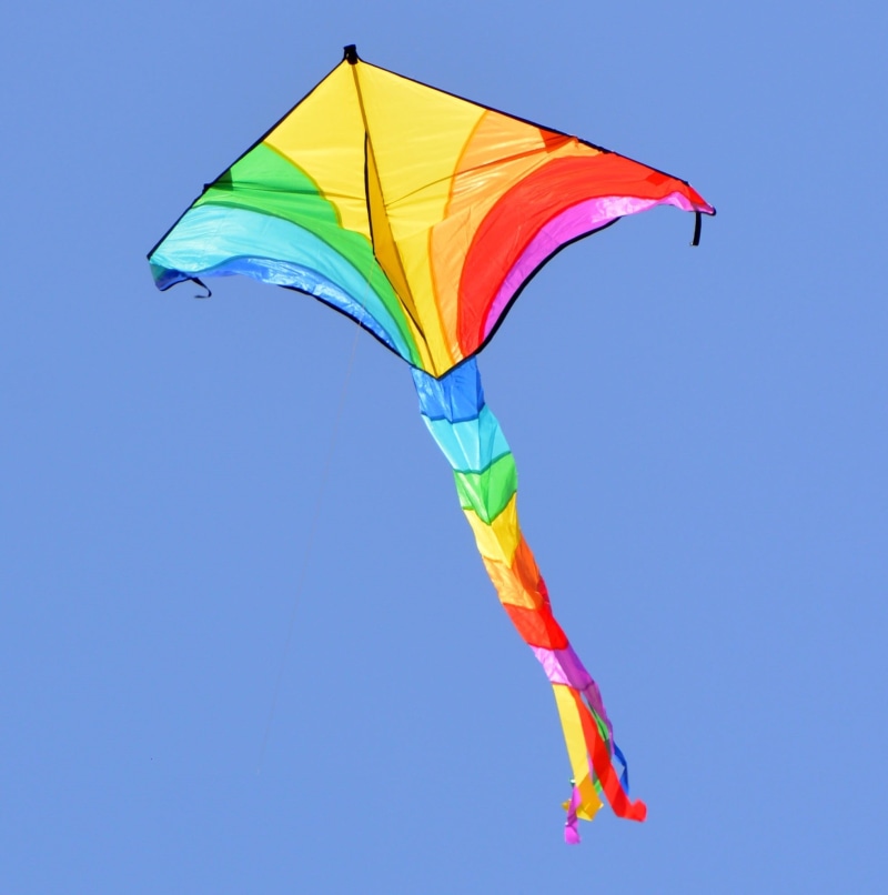 kite, sky, kite - toy, colors, full length, outdoors, air, no people, flying, day, nature, mid-air, dom, relaxation, environment, clear sky, yellow, motion