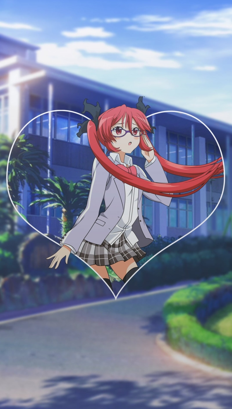long hair, redhead, representation, sky, fun, anime, creativity, mid-air, red eyes, cloud - sky, art and craft, anime girls, miniskirt, tree, picture-in-picture