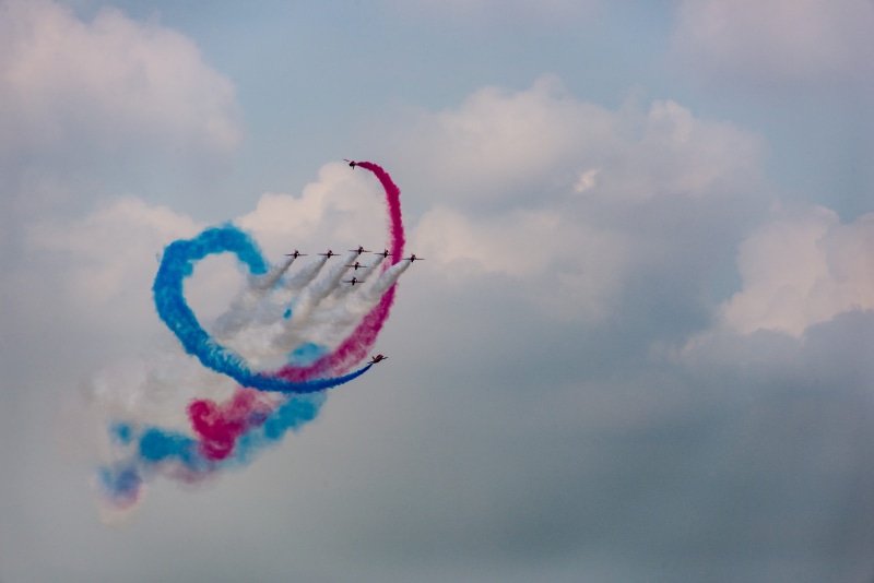 aerobatic, fighter plane, air vehicle, dramatic cloud, smoke, dramatic sky, mode of transportation, bae systems hawk t1/t1a, toy, smoke - physical structure