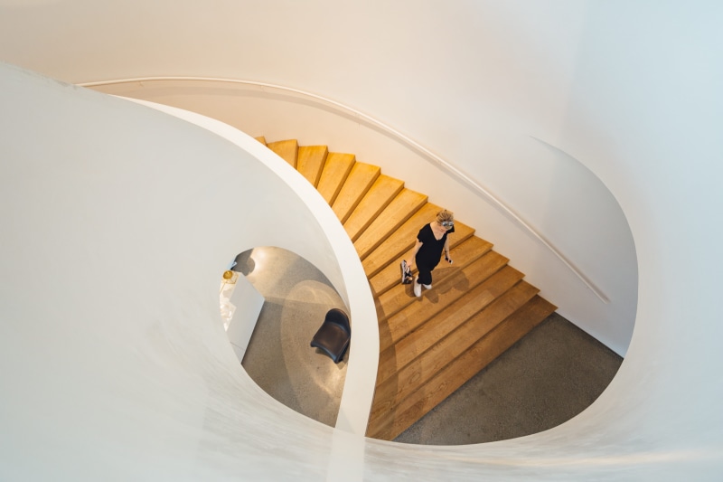 modern, abstract, vitra haus, weil am rhein, germany, walking, architecture, building exterior, high angle view, lifestyles, 5K, males, full length, built structure