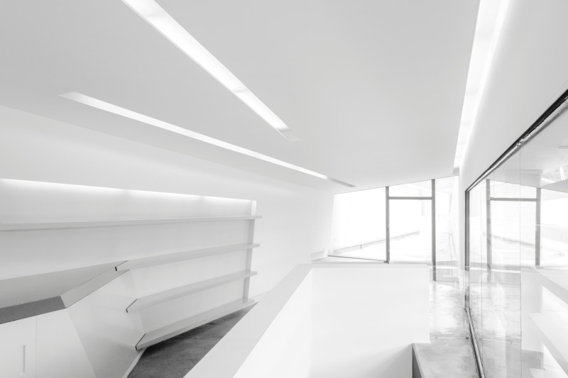 window, weil am rhein, illuminated, zaha hadid, low angle view, light, indoors, building, transparent, white, vitra fire station, architecture, wall - building feature