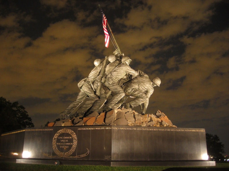 U.S. Marine Corps War Memorial, city, war, 1080P, representation, europe, corps, patriotism, statue, outdoors, art and craft, architecture, war memorial