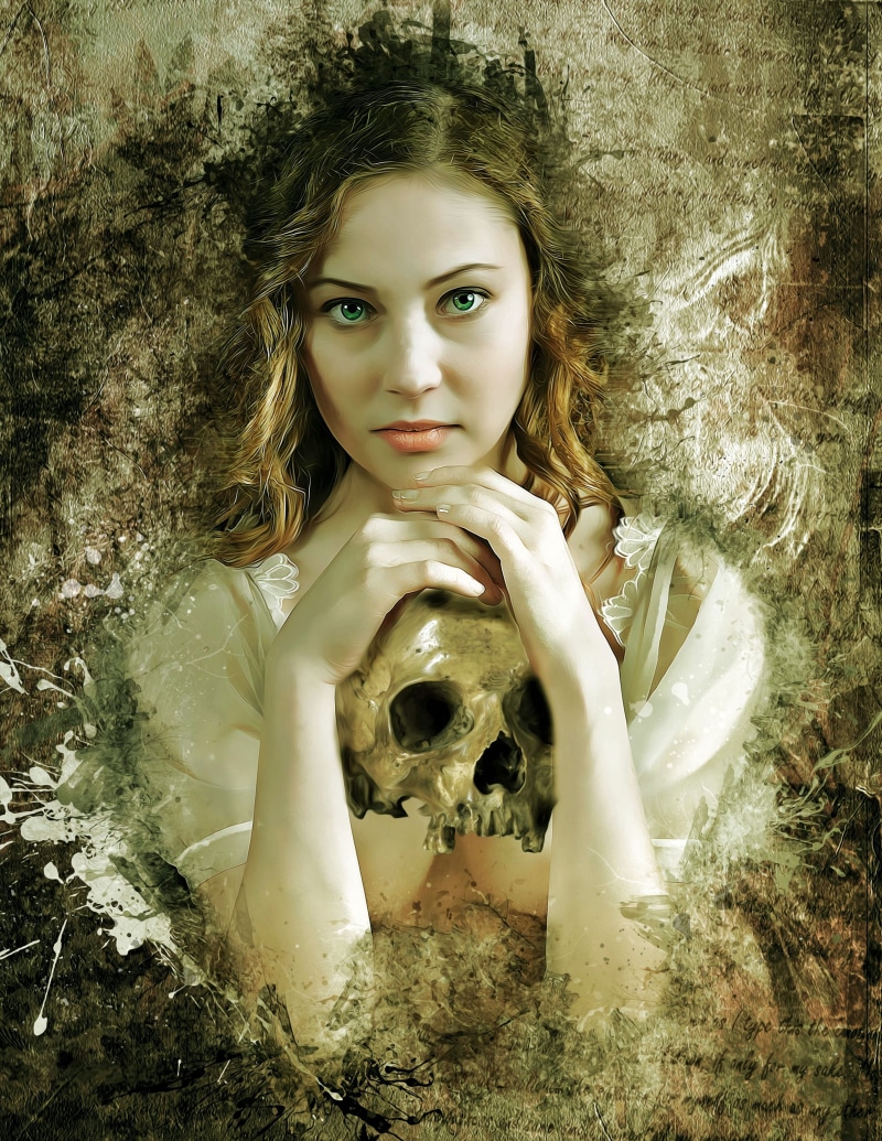 vintage, gothic, beautiful woman, looking at camera, girl, model, female, young women, dark, old paper, nature, women, portrait, fantasy, beauty, darkness