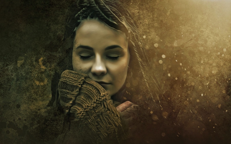 awakening, fear, 2K, gothic style, beautiful woman, mystery, surreal, female, spooky, texture, horror, woman, adult, celebration, one person, ghost, brown