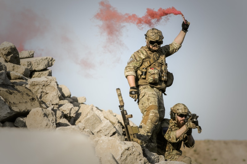 rock, armed forces, outdoors, man, 5K, men, lifestyle, clothing, adventure travel, weapon, active, rifle, shooter, solid, police, person, military, field