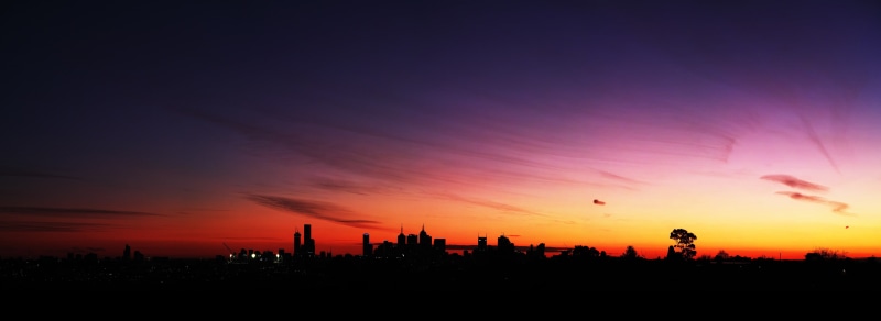 built structure, dark, no people, Melbourne, cityscape, silhouette, sunset, cloud - sky, nature, beauty in nature, landscape, copy space, sunlight, building exterior