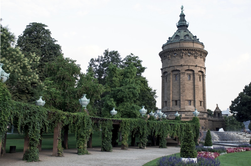 tower, places of interest, tree, day, historically, building exterior, sky, germany, mannheim, architectural column, no people, building, plant, outdoors