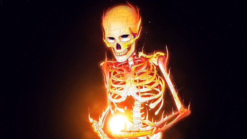 motion, portrait, copy space, drawing, women, one person, 1080P, creativity, illuminated, adult, artwork, skeleton, celebration, lighting equipment, body part