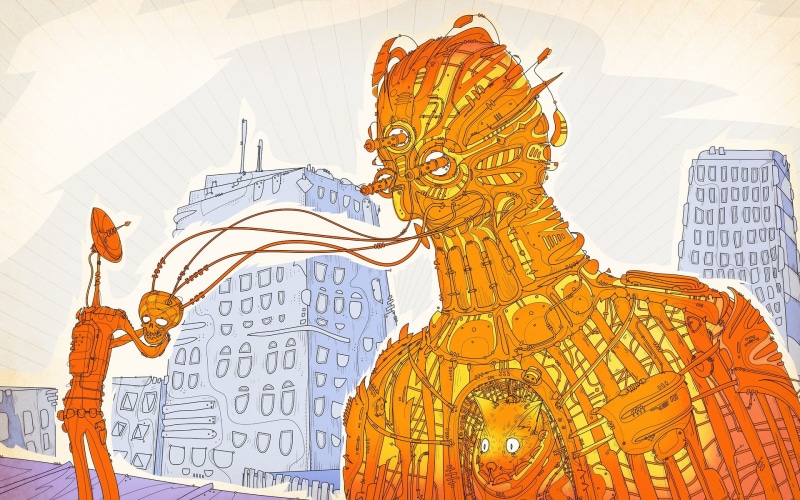 robot, building, being, 1080P, matei apostolescu, abstraction