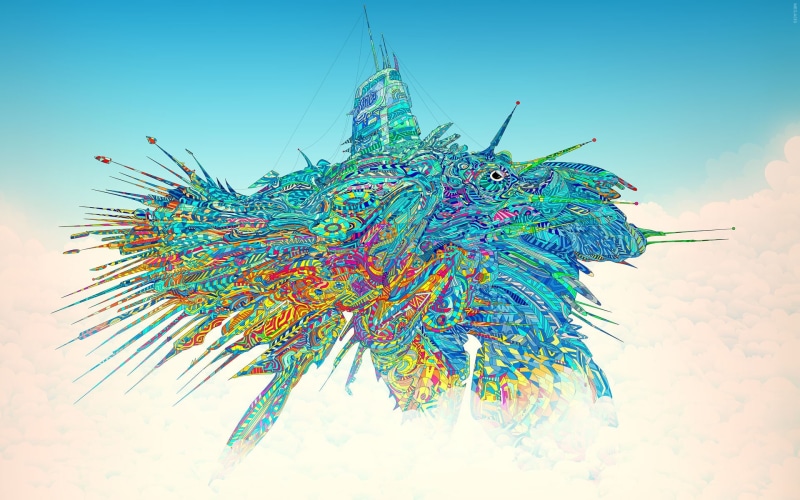 art and craft, pattern, blue, multi colored, no people, decoration, motion, digital composite, creativity, Colorful, travel, aircraft, clear sky, day, 1080P
