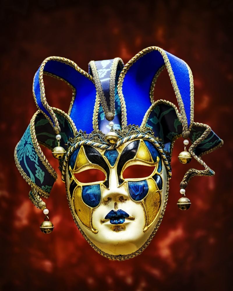 indoors, venetian, jester, art, focus on foreground, mask, cultures, traveling Carnival, carnival - celebration event, selective, italian, costume, luxury