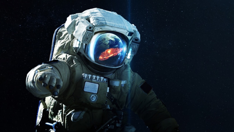 Vadim Sadovski, Art, Stars, Explosion, Earth, 1080P, Astronaut, Reflection, Cosmos, End, The suit, Costume, The explosion, by Vadim Sadovski, Suit, Space suit