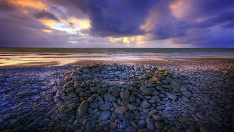vacation, dramatic sky, scenics - nature, land, stone, horizon over water, no people, summer, sky, pebble, breakwater, sunset, tranquil, tranquil scene