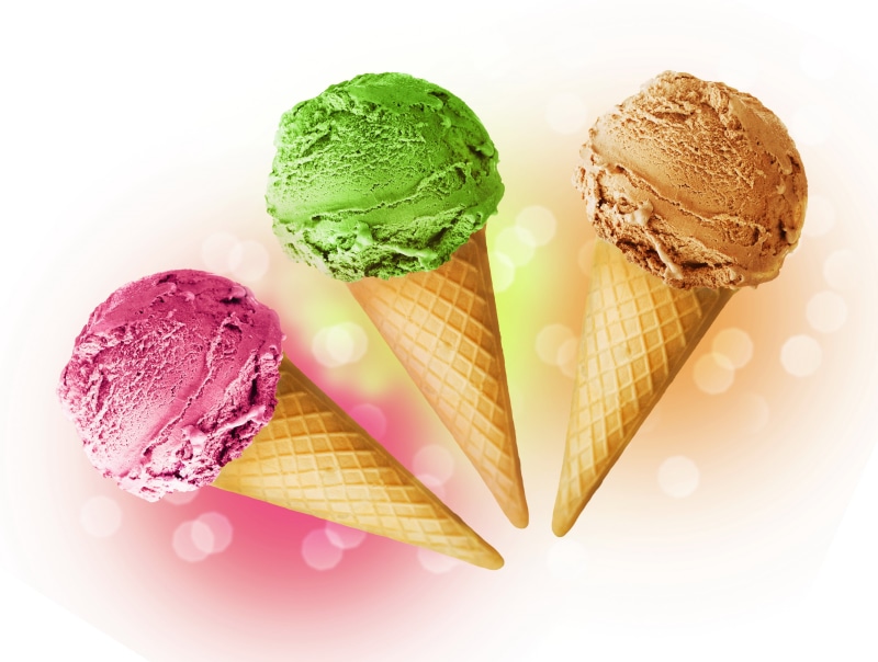 ice Cream Sundae, ice Cream Cone, pink Color, snack, yellow, dairy Product, macro, creams, cold - Temperature, white background, white, no People, freshness