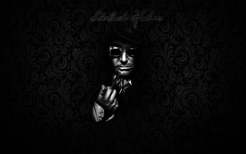 Sherlock Holmes, design, spooky, mask - disguise, male, backgrounds, dark, looking at camera, art and craft, mystery, one person, indoors, craft