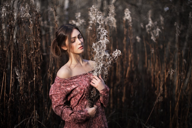Dress, Autumn, Outdoor, Female, Hair, Cute, Beauty, Light, Beautiful, White, Face, Pretty, Nature, Young, Gorgeous, Model, Sexy, 1080P, Red