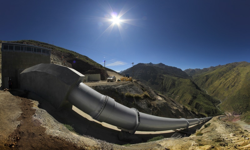 hydroelectric power station, sunlight, mountain, dredge, pipe, fuel and Power Generation, lens flare, land, mountains, blue, 5K, water dam, sunny, clear sky